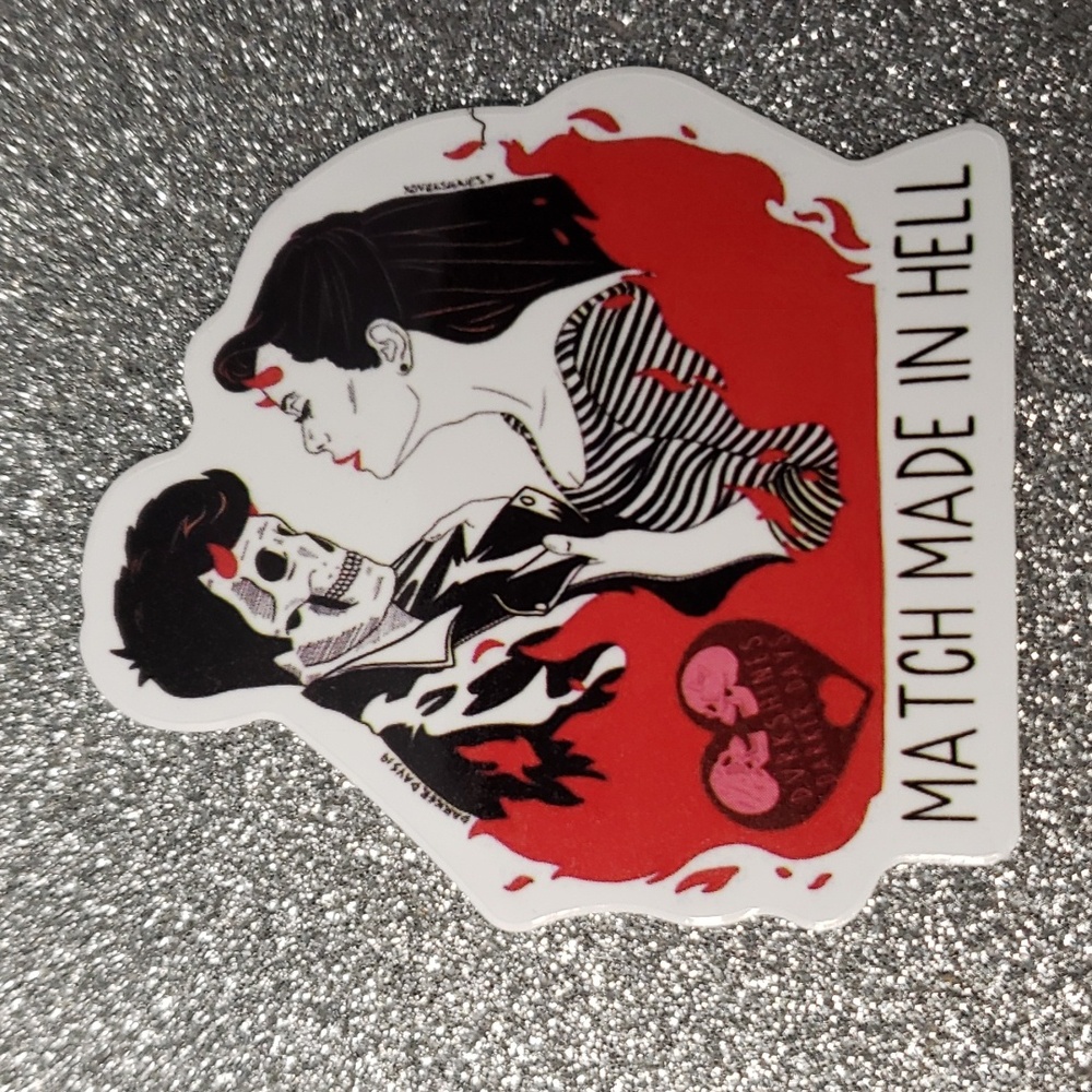 ART Gothic Skeleton Couple WATERPOOF Sticker hell